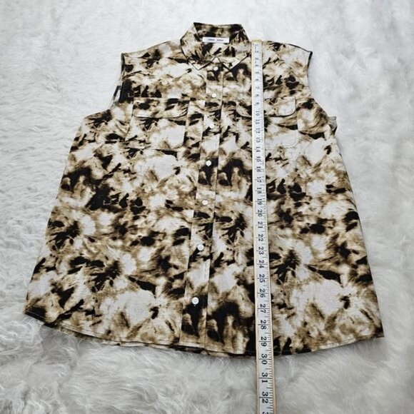 SAMSØE Samsoe Camo Clay Sleeveless Button Down Tea Shirt Small - Picture 8 of 13